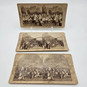 Vtg Graeco Greco Turkish War Fighting 1897 Underwood Lot Of 3 Stereoview Cards - Picture 1 of 10