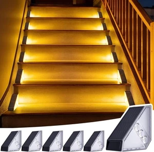 JSOT Solar Step Stair Lights Outdoor Yard Decor 6 Pack, IP65 Warm White-6Pack - Picture 1 of 7