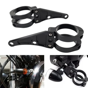 58MM Motorrad Scheinwerfer Halterung Clamp Gabel Rohr Halter Für Harley Schwarz - Picture 1 of 11