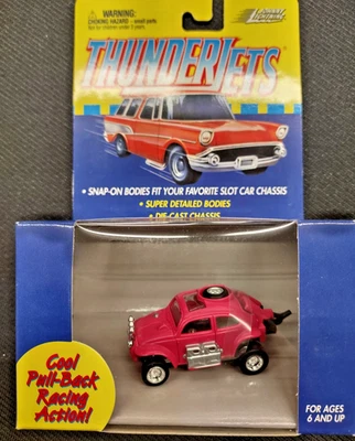 Johnny Lightning ThunderJet VW Bug PINK Pull Back Cars HO NEW PM2-36 - Image 1 of 2