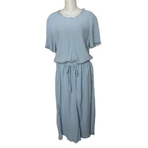Raquel Allegra Women’s Sz 2 (8-10) (M) Blue Crepe Fringe Drawstring Dress - Picture 1 of 7