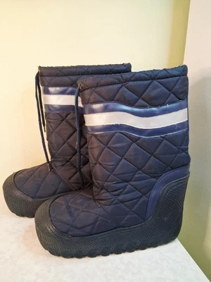 Botas Luna Invierno Nieve Azul Plata EE. UU. De Colección Años 70 Para Mujer Talla 7/8 S9 Foto 1 de 4