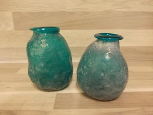 2 Rasteli Design Art Glas Vasen Kugelvase Blumenvase blau H12/13 cm Mundgeblasen - Picture 1 of 4