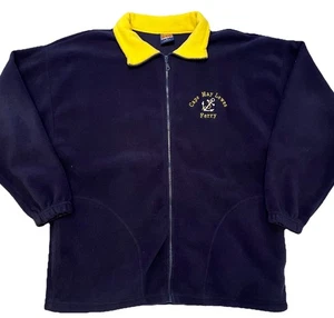 VTG Cape May Lewes Ferry Fleece Jacket Size XL Navy Blue Tipsy Zip Up Pockets - Picture 1 of 8