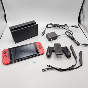 Nintendo Switch Mario Edition 32GB With Red Joy-Cons, OEM Cables + Dock - Tested