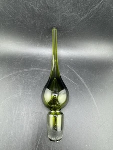 Vtg Blenko? 8” Green Glass Decanter Stopper ONLY, Excellent See Photos Ground  - Picture 1 of 13