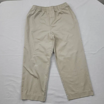 Calça chino curta cintura elástica feminina Cabin Creek tamanho 12 algodão macia fácil - Imagem 1 de 4