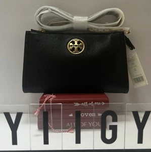 🐼💦 Bolso Bandolera Cartera Tory Burch 🐼💦 Cuero Negro Superior Cremallera 🐼 W8o2 - Imagen 1 de 8