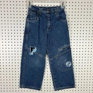 US Polo Assn Y2K Baggy Jeans Boy's Size 7 Stitched Logo Cargo Double Knee Skate - Picture 1 of 8