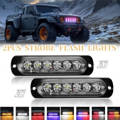 2Pcs 6LED Strobe Light for Trucks Trailer Side Marker Clearance Light Work Light - Image 1 of 4