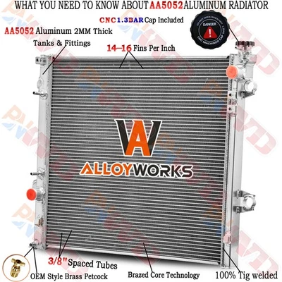 Radiador de aluminio de 2 filas para Toyota 4Runner 2003-09 06/2007-2014 FJ Cruiser 4,0 L Foto 1 de 4