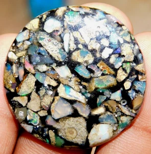 25.30Ct Natural Australian Black Fire Opal Doublet Certified Loose Gemstone - Picture 1 of 7