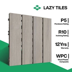 Interlocking Floor Tile - Indoor & Outdoor Tile - WPC Wood Decking Tile- Beach - Foto 1 di 9