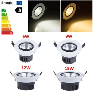 Bright Dimmable 6W/9W/12W/15W COB LED Recessed Ceiling Cabinet Light Downlight - Picture 1 of 11