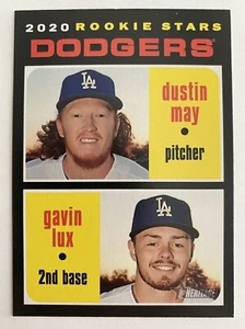 Topps Heritage Dustin May/Gavin Lux RC 2020 Los Angeles Dodgers #188 - Imagen 1 de 2