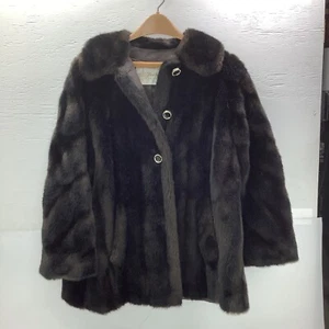 Russel Taylor MINCARA USA vintage pelliccia sintetica giacca cappotto donna marrone scuro - Foto 1 di 6