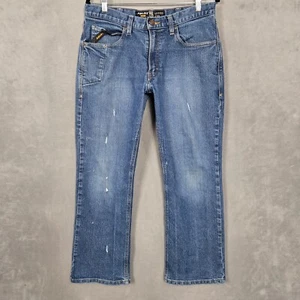Ariat M4 Jeans Mens 32x30 Blue Relaxed Bootcut distressed - Picture 1 of 10