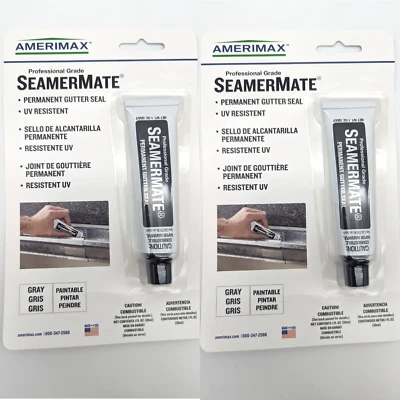 (2 PACK) Amerimax SeamerMate Permanent Gutter Seal UV Resistant Paintable Gray