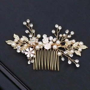 Haarkamm Hochzeitsschmuck Brautschmuck Braut Vintage Haarschmuck gold Blüten NEU - Bild 1 von 1
