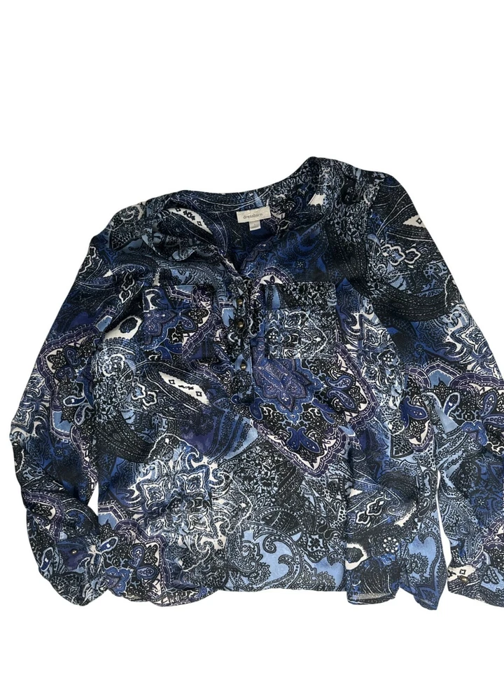 Blusa Dressbarn Mujer Estampado Paisley Manga Larga Talla L Boho Cottage Geométrica Foto 1 de 4
