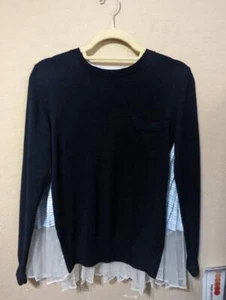 Splendido maglione Sacai in maglia di lana a righe blu plissettato con pannelli TG 2 (M) - Foto 1 di 5