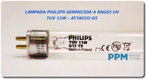 LAMPADA A RAGGI UV - GERMICIDA - PHILIPS- 11 W - TUV11WG11T5 - DEBATTERIZZATORE - Picture 1 of 3
