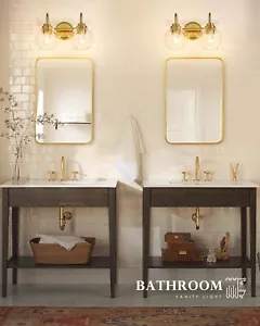 2-Light Brushed Gold Light Fixture, Champagne Bronze Vanity Light with Clear ... - Picture 1 of 7
