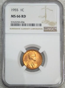 Lincoln Cent 1955 NGC MS66RD rojo brillante gran brillo #T85Z - Imagen 1 de 4