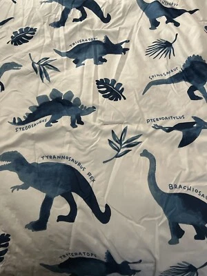 Dinosaurs Full/Queen Reversible Quilt  Blue Gray White Cotton - Image 1 of 2