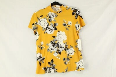 Blusa EYE CANDY Juniors tamanho 2XL manga curta gola simulada amarela floral nova com etiquetas - Imagem 1 de 4