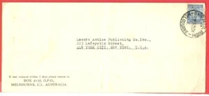 Australia KGVI 3d Blue Solo / Single on SHIP MAIL ROOM Cancel cover to USA 1938 - Picture 1 of 1