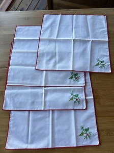 Hand Embroidered Napkin Set Of 4 Never Used Cotton - Picture 1 of 12