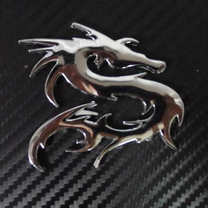 Car Badge LEFT Dragon ABS Chrome Motorcycle Trunk Rear side Emblem Sticker - Foto 1 di 3