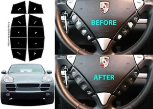 Matte Black Steering Wheel Button Repair Stickers For 2003-2006 Porsche Cayenne - Picture 1 of 2