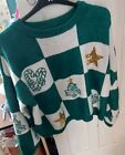 Primark Green & White With Gold Sequin Stars Jumper - Size XL / 18- 20