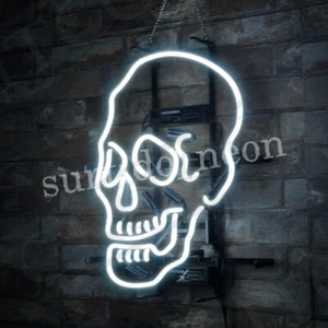Letrero de neón real con forma de calavera personalizado vidrio hombre cueva arte de pared regalo de 17" - Imagen 1 de 3