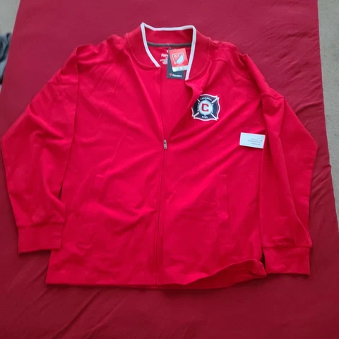 Chicago Fire FC MLS Fanatics Red Full Zip Sweater Size L - New! Cover