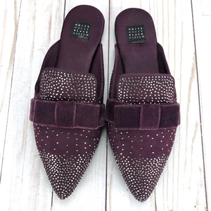 White House Black Market Mules Sparkle Shoes Slip On Burgundy Velvet Womens Sz 6 - Picture 1 of 10