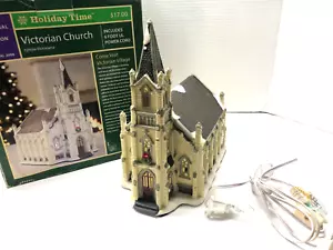 Holiday Time Victorian Church Light Up Village House In Box - Picture 1 of 7