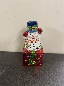 Christopher Radko 2004 Pupazzo di Neve Natale 8" Scatola Caramelle/Trinket - Foto 1 di 9