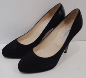 Jimmy Choo Pumpschuhe schwarzes Wildleder & grau Schlangenborte Hochplateau EU39 UK6 - Bild 1 von 9