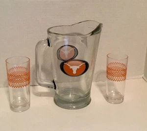 Texas Longhorns Glass Beer Drink Pitcher Glasses Texas Longhorns Bar Set Pitcher - Picture 1 of 12