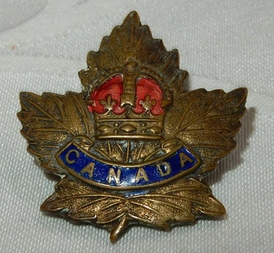 INSIGNIA ESMALTADA CORAZÓN CANADIENSE DE LA PRIMERA GUERRA MUNDIAL (CANADÁ) PRENDEDOR MILITAR PRIMERA GUERRA MUNDIAL Foto 1 de 3