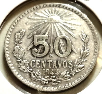 Moneda de 50 centavos de México 1944 - KM# 447 - Plata .720 - (SI#0240) Foto 1 de 4