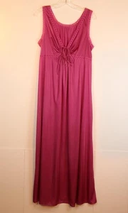 Vintage Gilead Nylon Magenta Maxi Nightgown Lace Large USA Pin-Up Romantic - Picture 1 of 1