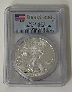 2013 W SILVER EAGLE ENHANCED MINT STATE WEST POINT MINT SET PCGS MS70 FS - Picture 1 of 5