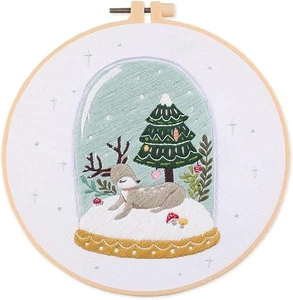 Schneekugel Stickset gestempelt Stoff, Zahnseide & Nadel Neu - Bild 1 von 3