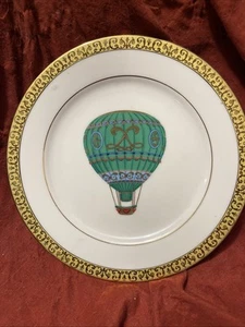 VTG Royal Gallery Hot Air Balloon Plate Gold Buffet Blue Gold Accents 8 1/2" New - Picture 1 of 5
