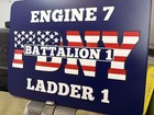 FDNY Engine 7, Ladder 1, Battalion 1 American Flag Vinyl Sign