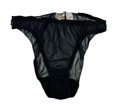 Calcinha Victorias Secret Gold Label preta malha perna alta biquíni vintage - Imagem 1 de 4